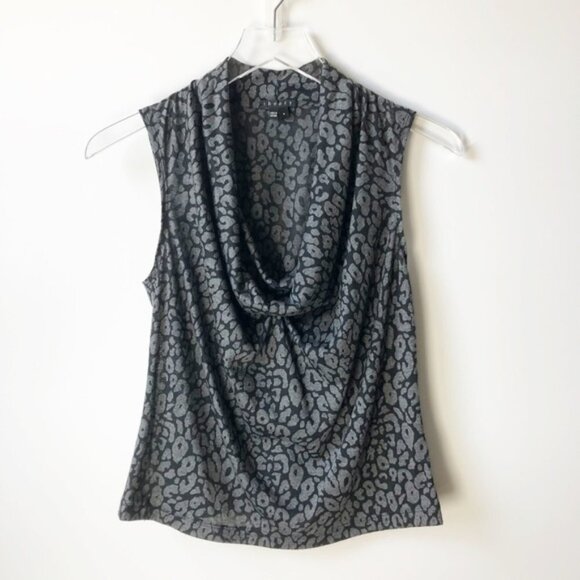 Theory Black Gray Cowl Neck Sleeveless Top - Picture 1 of 3